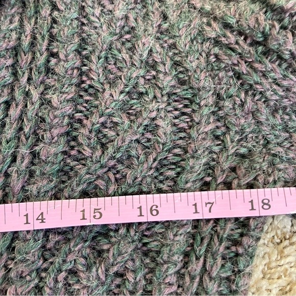 Vintage Mohair Blend Hand Knit Cardigan Sweater Fisherman Cable Knit Cozy Sz S - Picture 15 of 16